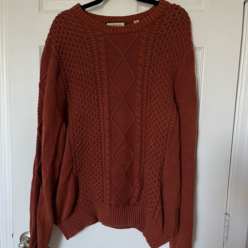 Vintage 90s Burnt Orange Cable Knit Oversized Sweater